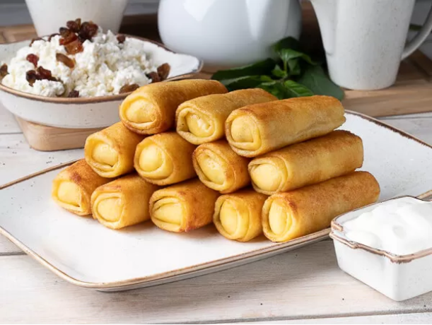 Блинчики  с творогом и изюмом