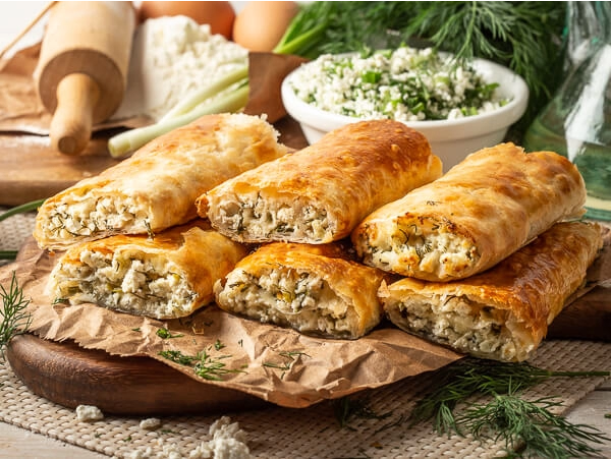 Вертуты с творогом и зеленью