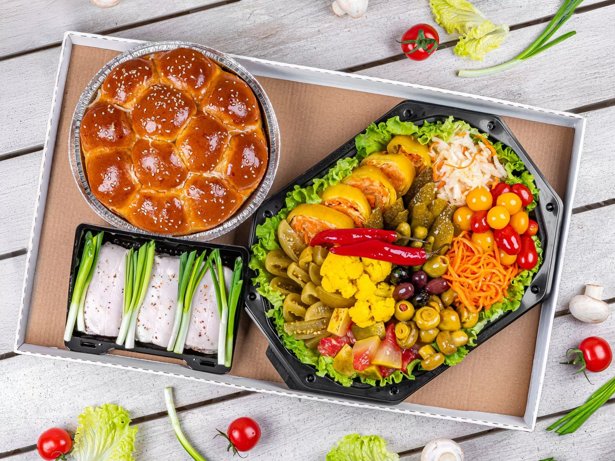 Набор ассорти солений с пампушкой и салом0